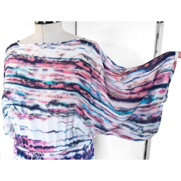 FIFTEEN TWENTY Colorful Silk Dolman Sleeve Relaxed-Fit Blouse + Drawstring Waist - Picture 9 of 13